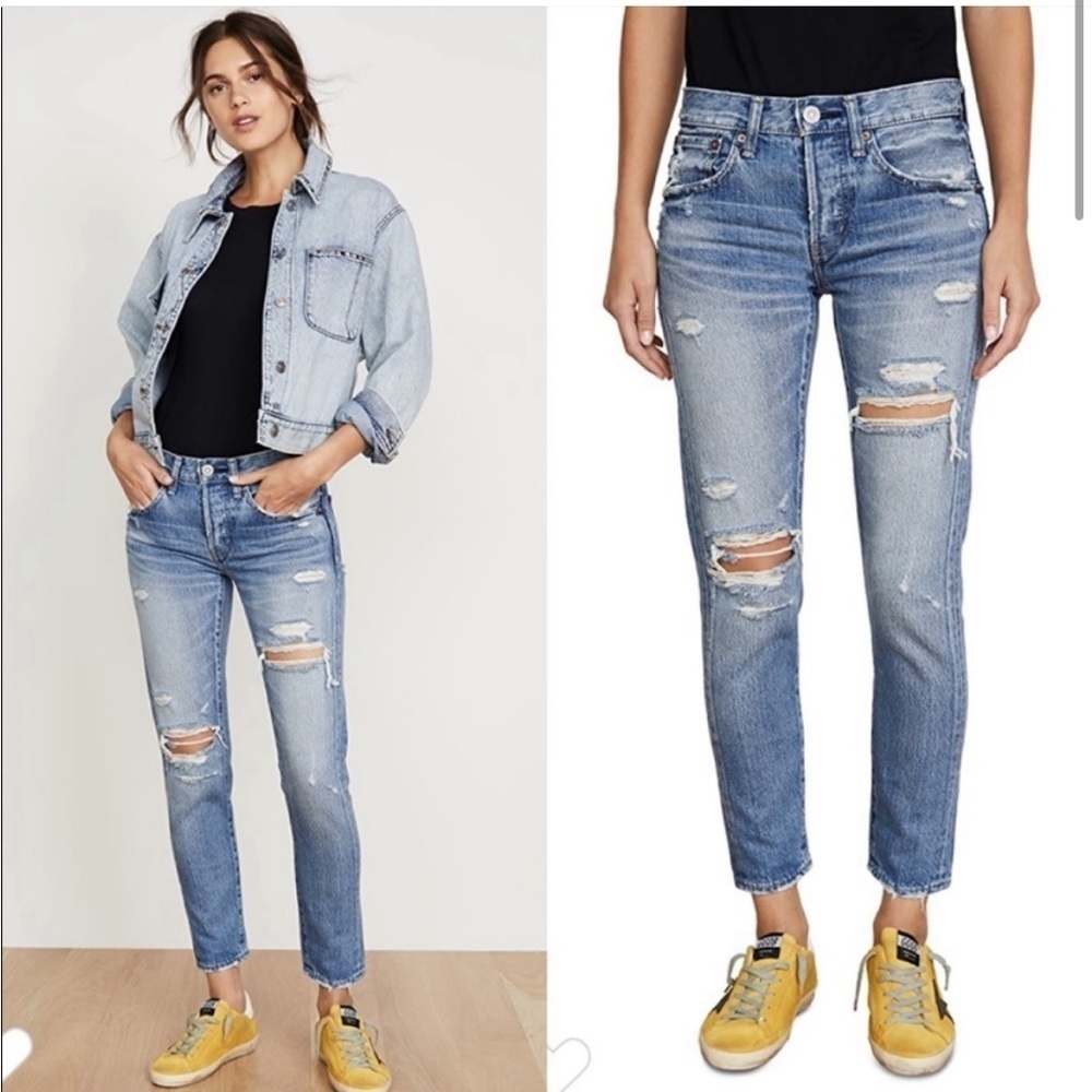 Moussy Bowie Tapered Jeans In Blue